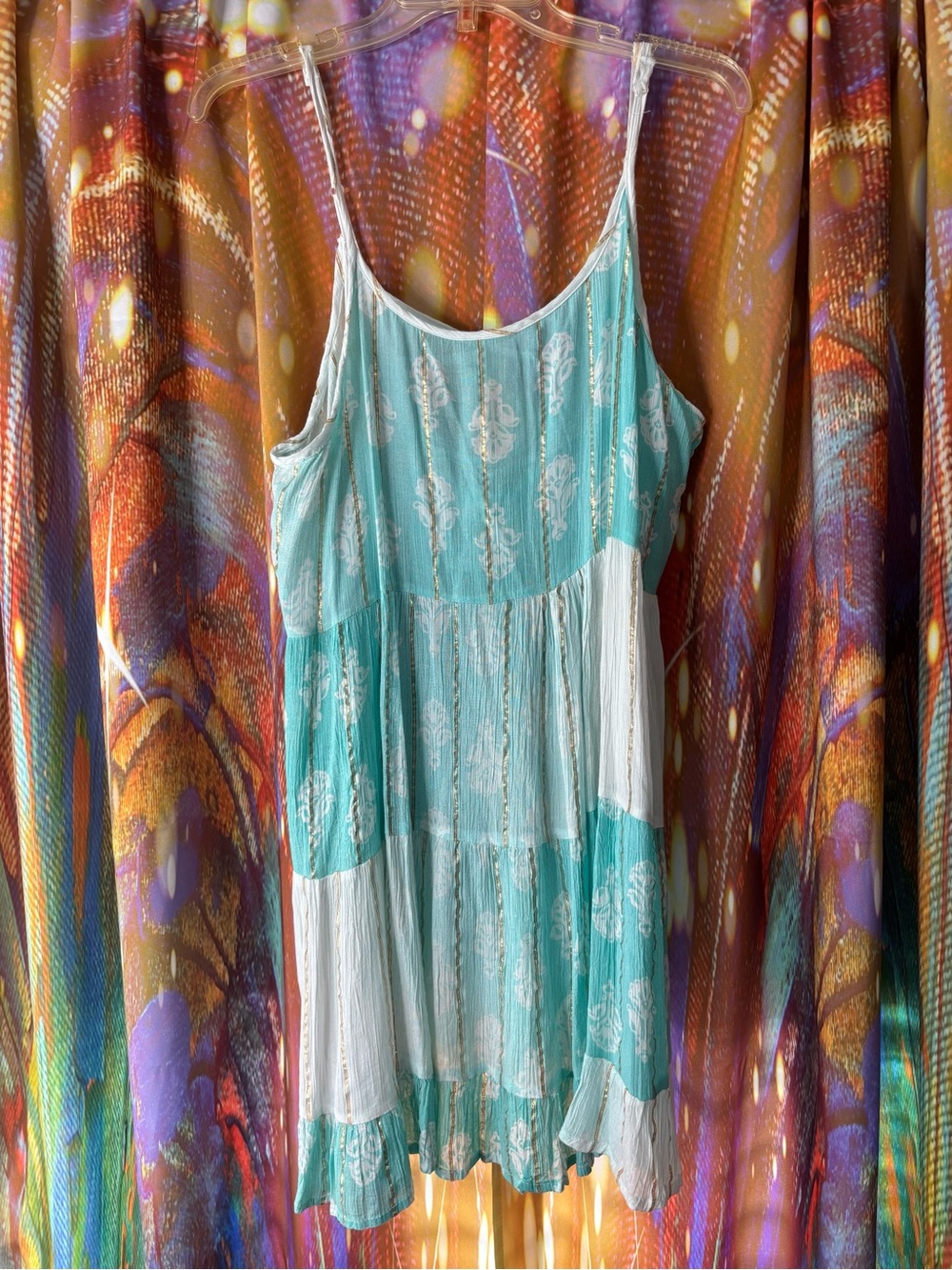 Floral Patchwork Slip Dress With Gold Stripes✨ NWT